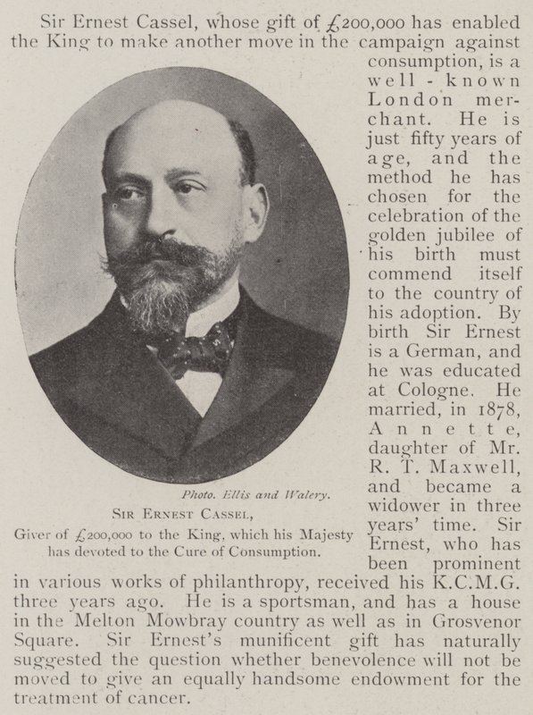 Sir Ernest Cassel, Donor of £200,000 to the King for the Cure of Consumption by English Photographer