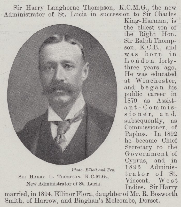 Sir Harry L Thompson, KCMG, New Administrator of St Lucia by English Photographer