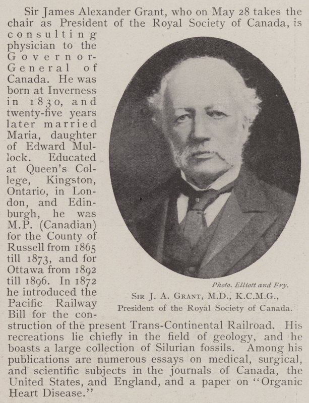 Sir J A Grant, MD, KCMG, President of the Royal Society of Canada by English Photographer