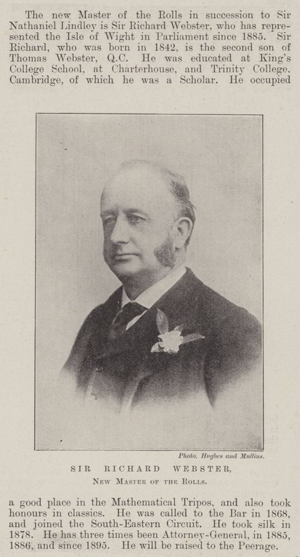 Sir Richard Webster, New Master of the Rolls by English Photographer