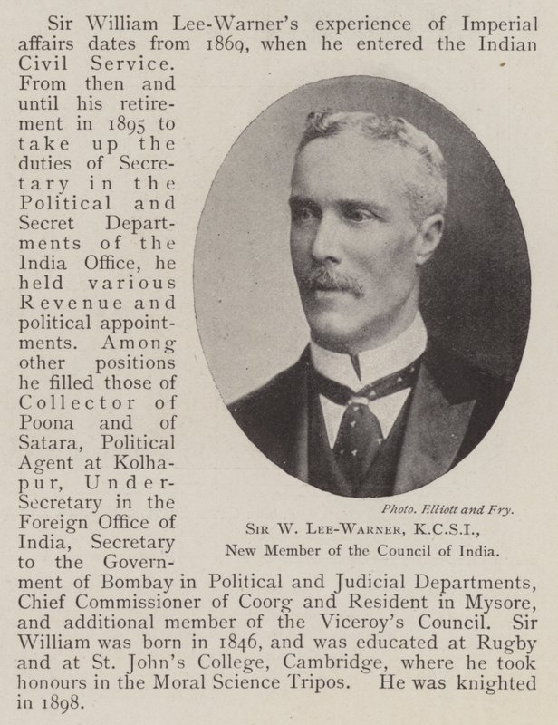 Sir W. Lee-Warner, KCSI, New Member of the Council of India by English Photographer