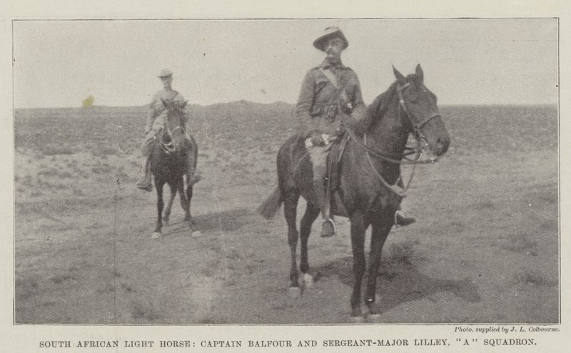 South African Light Horse, Captain Balfour and Sergeant-Major Lilley, A Squadron by English Photographer