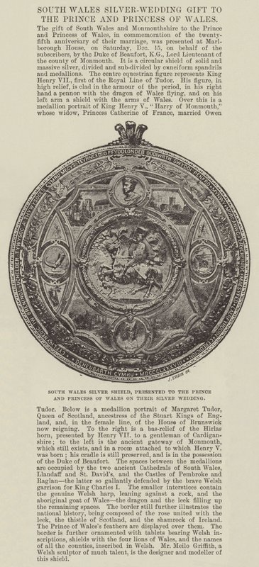 South Wales Silver Shield, presented to the Prince and Princess of Wales on their Silver Wedding by English Photographer