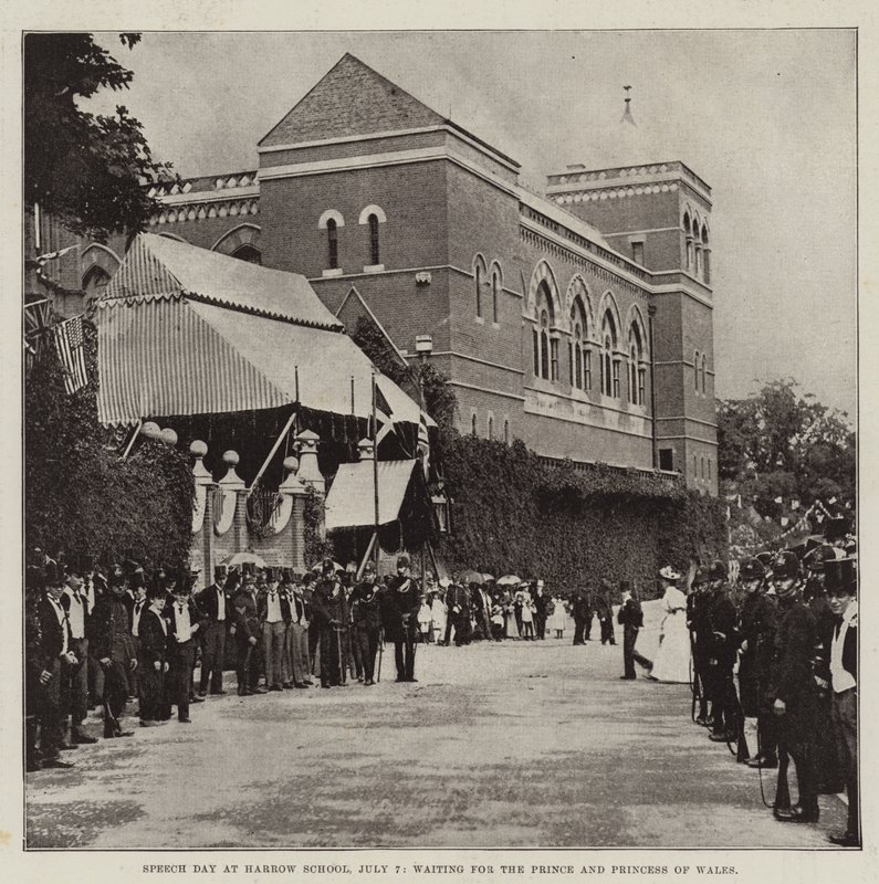 Speech Day at Harrow School, 7 July, waiting for the Prince and Princess of Wales by English Photographer