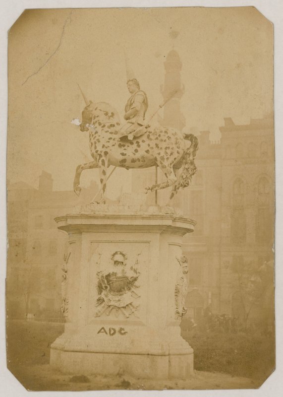 Statue of King George I, Leicester Square, London; Photograph Taken in 1866 by English Photographer