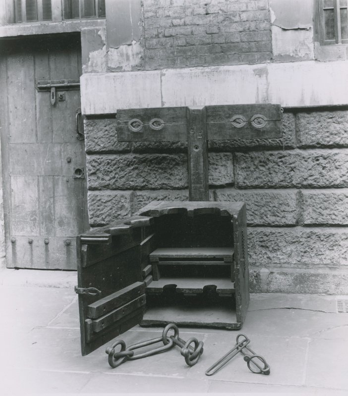 Stocks and Shackles on Display at Newgate Prison by English Photographer