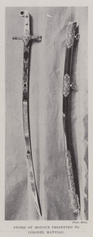 Sword of Honour presented to Colonel Mathias by English Photographer