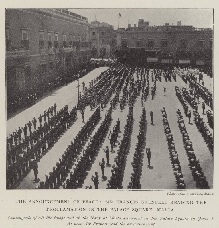 The Announcement of Peace, Sir Francis Grenfell reading the Proclamation in the Palace Square, Malta by English Photographer