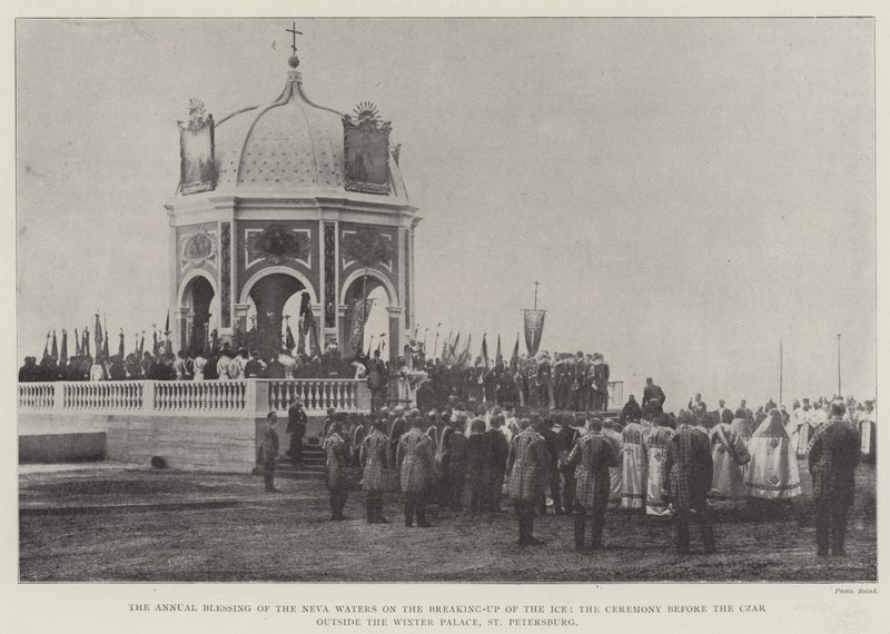 The Annual Blessing of the Neva Waters on the Breaking-up of the Ice, the Ceremony before the Czar outside the Winter Palace, St Petersburg by English Photographer