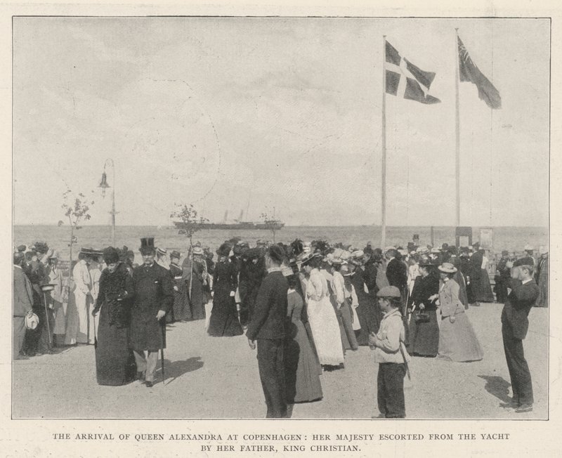 The Arrival of Queen Alexandra at Copenhagen, Her Majesty Escorted from the Yacht by Her Father, King Christian by English Photographer