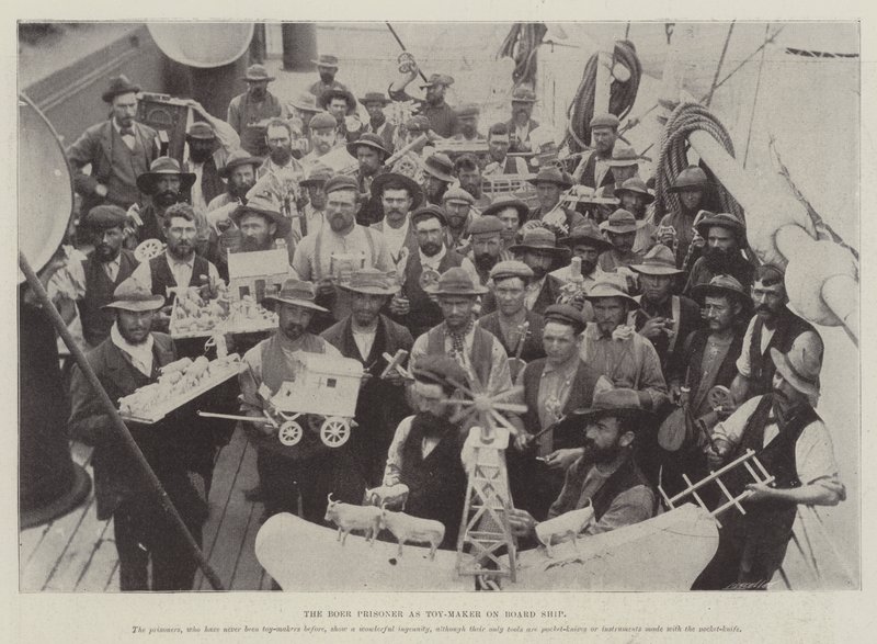 The Boer Prisoner as Toy-Maker on Board Ship by English Photographer