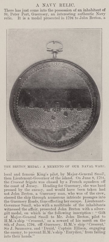 The Breton Medal, a Memento of Our Naval Wars by English Photographer