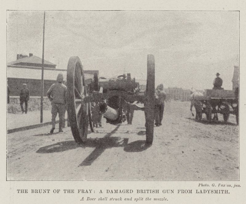 The Brunt of the Fray, a Damaged British Gun from Ladysmith by English Photographer