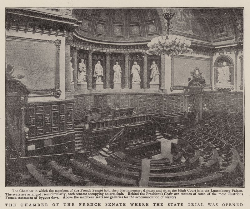 The Chamber of the French Senate where the State Trial was opened by English Photographer