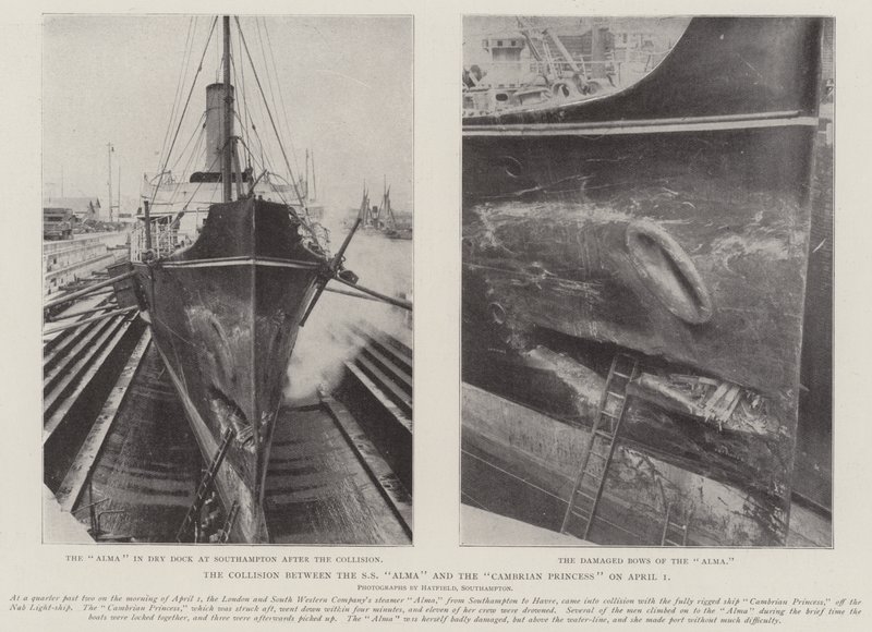 The Collision Between the SS Alma and the Cambrian Princess on 1 April by English Photographer