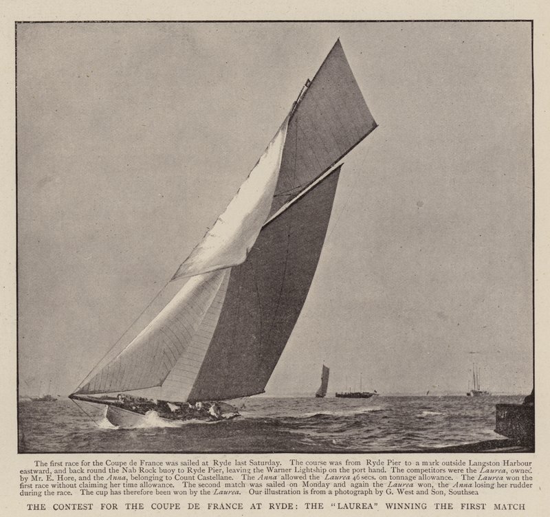 The Contest for the Coupe de France at Ryde, the Laurea winning the First Match by English Photographer