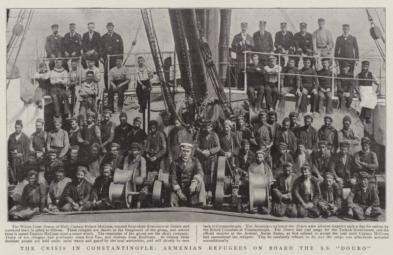 The Crisis in Constantinople, Armenian Refugees on Board the SS Douro by English Photographer