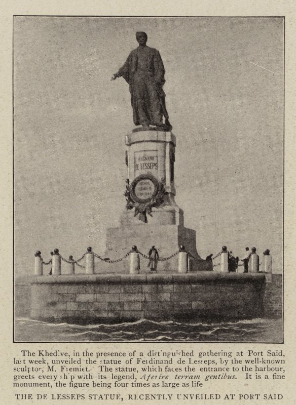 The De Lesseps Statue, recently unveiled at Port Said by English Photographer