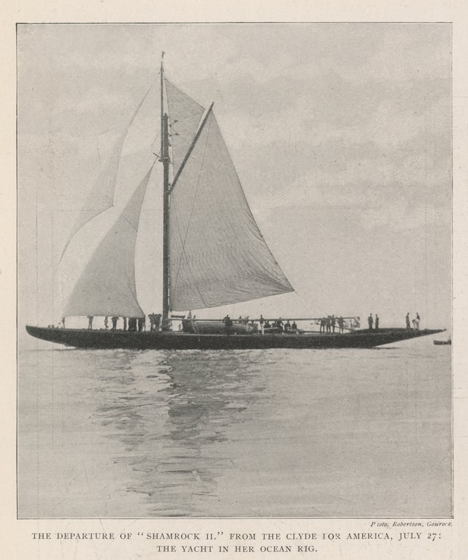 The Departure of Shamrock II from the Clyde for America, 27 July, the Yacht in her Ocean Rig by English Photographer