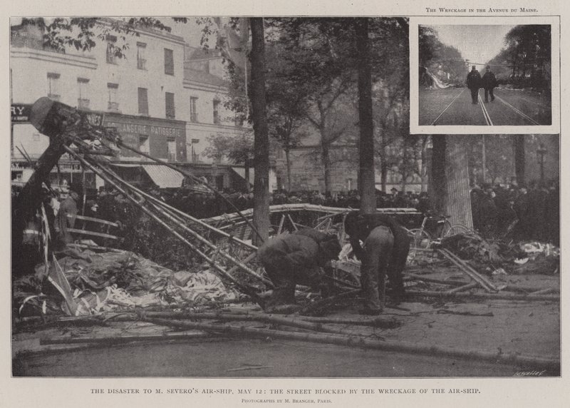 The Disaster to M Severos Air-Ship, 12 May, the Street blocked by the Wreckage of the Air-Ship by English Photographer