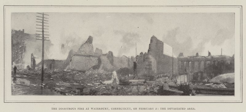The Disastrous Fire at Waterbury, Connecticut, on 2 February, the Devastated Area by English Photographer