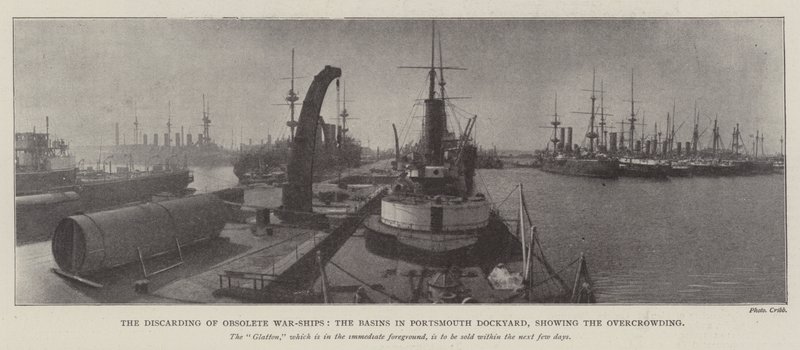 The Discarding of Obsolete Warships, the Basins in Portsmouth Dockyard, Showing the Overcrowding by English Photographer