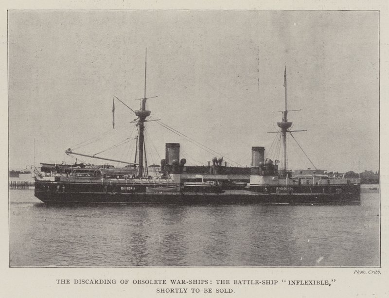 The Discarding of Obsolete Warships, the Battleship Inflexible, Shortly to be Sold by English Photographer