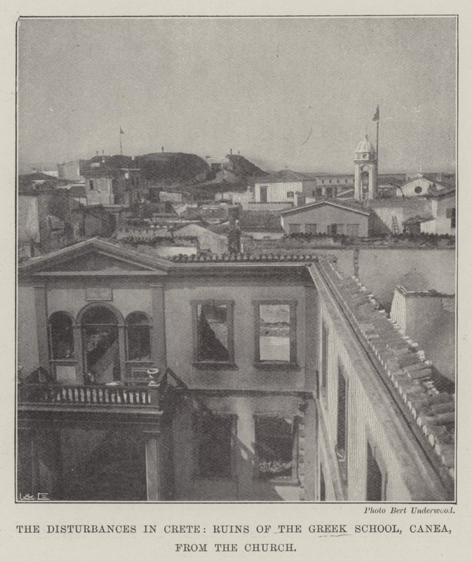 The Disturbances in Crete, Ruins of the Greek School, Canea, from the Church by English Photographer