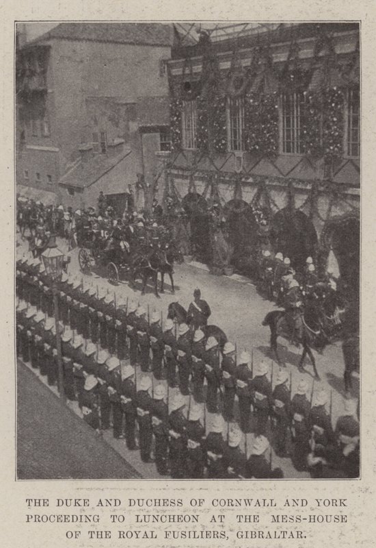 The Duke and Duchess of Cornwall and York Proceeding to Luncheon at the Mess-House of the Royal Fusiliers, Gibraltar by English Photographer