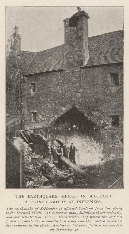 The Earthquake Shocks in Scotland, a Ruined Smithy at Inverness by English Photographer