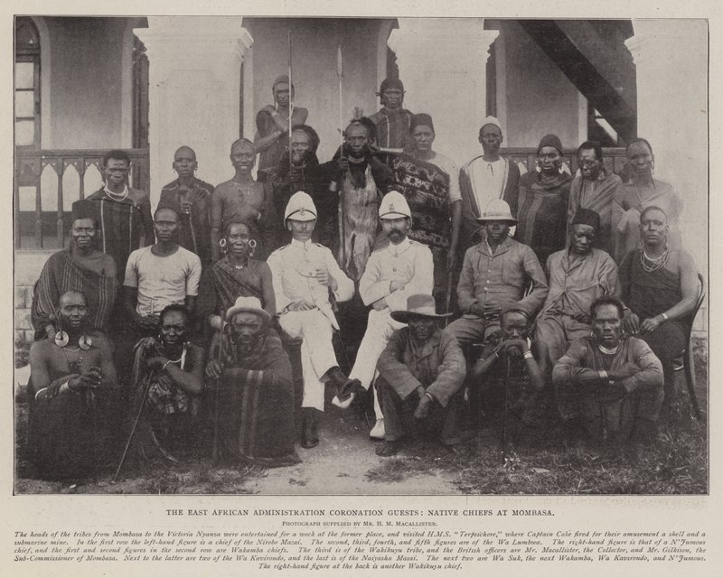 The East American Administration Coronation Guests, Native Chiefs at Mombasa by English Photographer