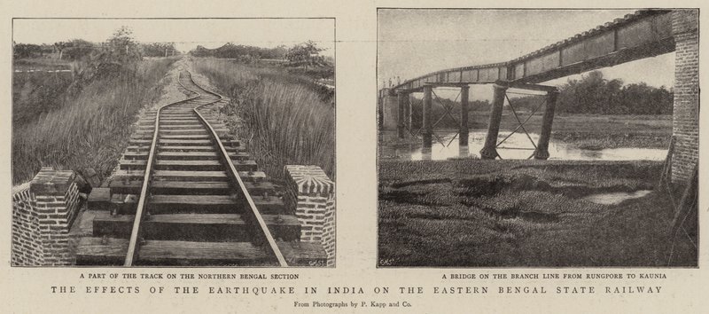 The Effects of the Earthquake in India on the Eastern Bengal State Railway by English Photographer