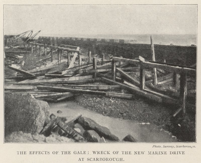 The Effects of the Gale, Wreck of the New Marine Drive at Scarborough by English Photographer