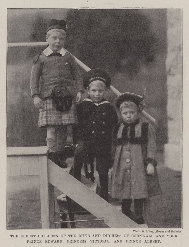 The Eldest Children of the Duke and Duchess of Cornwall and York, Prince Edward, Princess Victoria, and Prince Albert by English Photographer