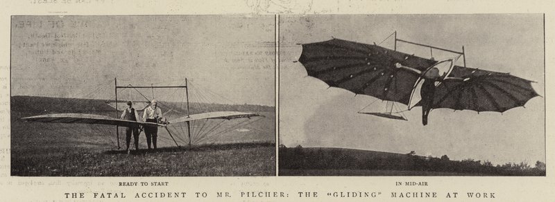 The Fatal Accident to Mr Pilcher, the Gliding Machine at Work by English Photographer