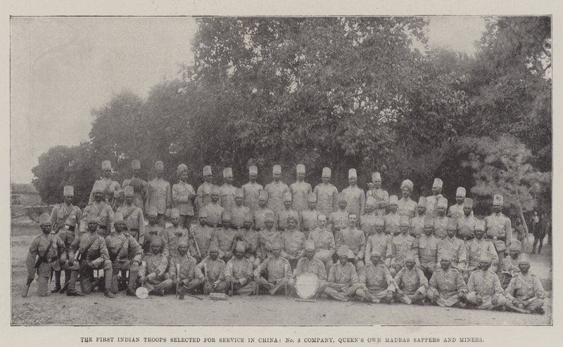 The First Indian Troops selected for Service in China, No 3 Company, Queens Own Madras Sappers and Miners by English Photographer