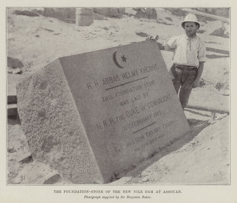 The Foundation-Stone of the New Nile Dam at Aswan by English Photographer