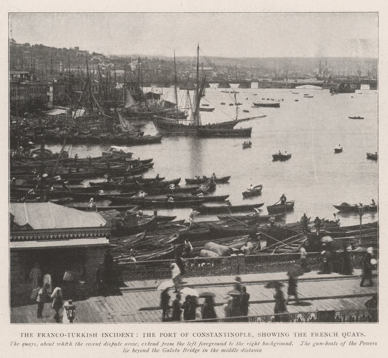 The Franco-Turkish Incident, the Port of Constantinople, showing the French Quays by English Photographer