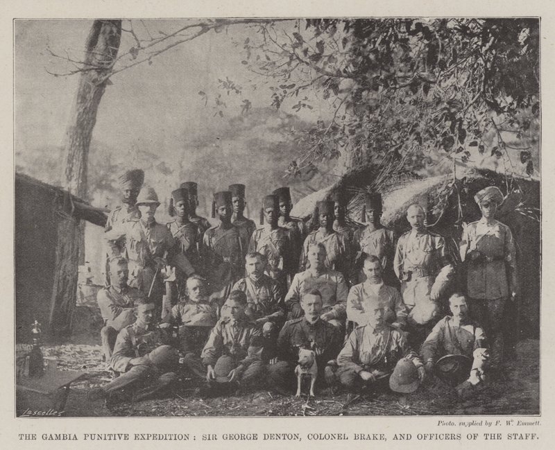 The Gambia Punitive Expedition, Sir George Denton, Colonel Brake, and Officers of the Staff by English Photographer