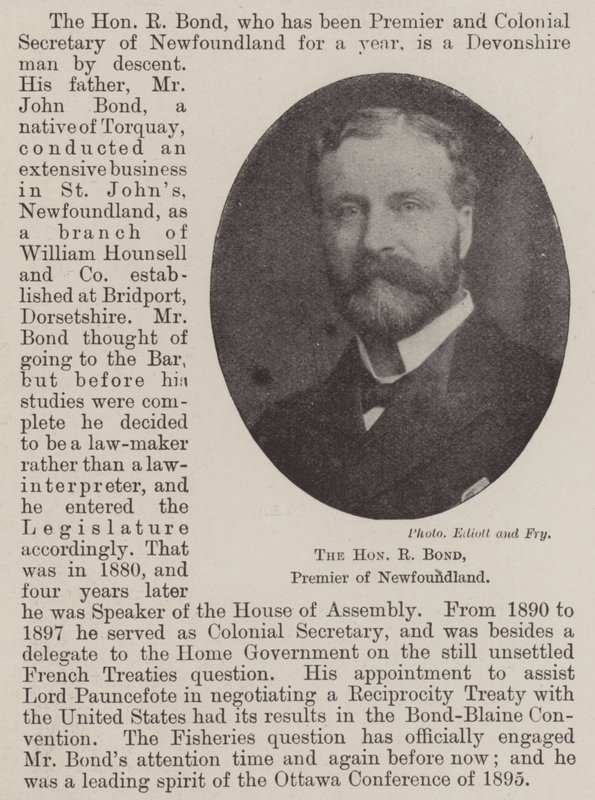 The Honourable R Bond, Premier of Newfoundland by English Photographer