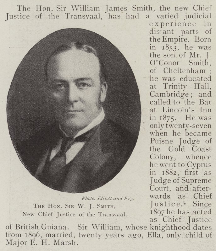 The Honourable Sir W J Smith, New Chief Justice of the Transvaal by English Photographer