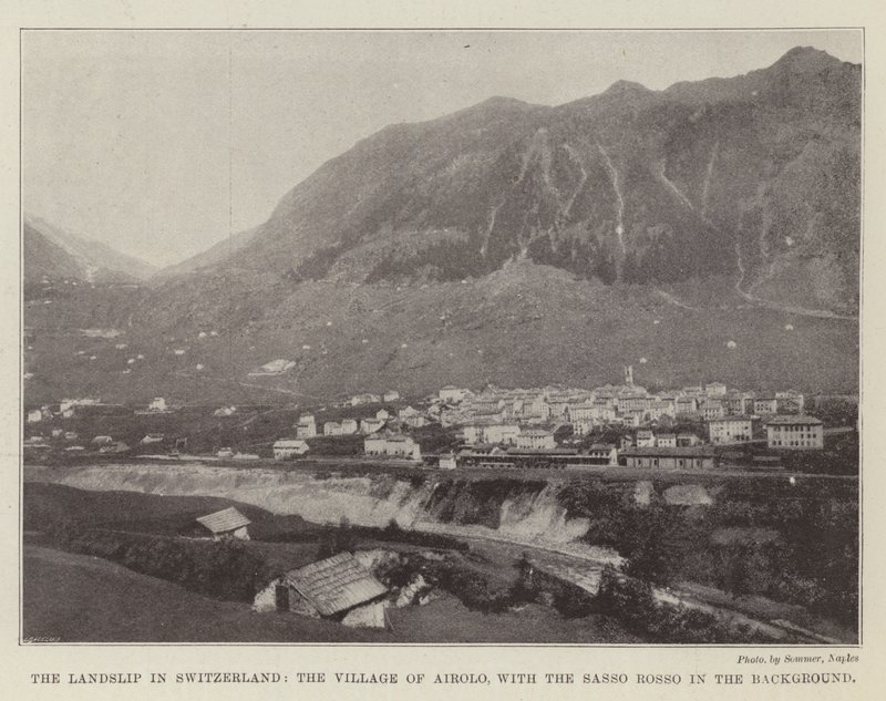The Landslip in Switzerland, the Village of Airolo, with the Sasso Rosso in the Background by English Photographer