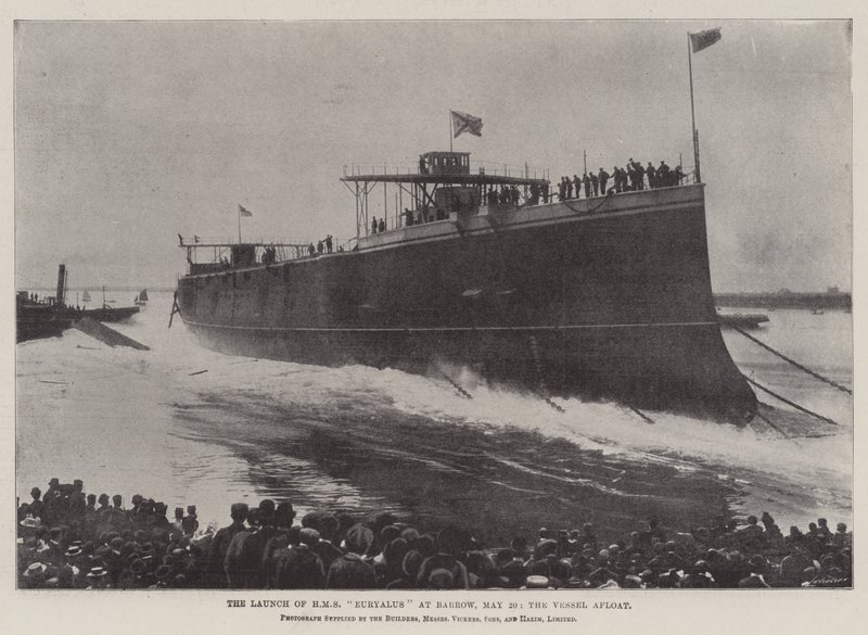 The Launch of HMS Euryalus at Barrow, 20 May, the Vessel Afloat by English Photographer