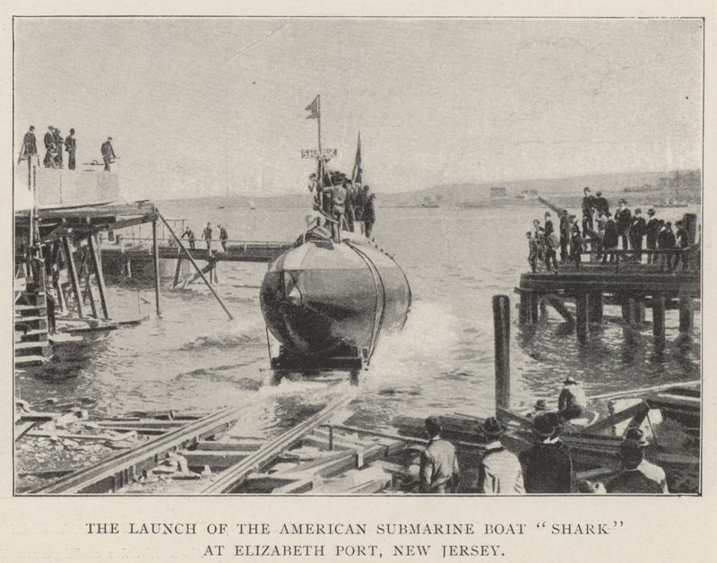 The Launch of the American Submarine Boat Shark at Elizabeth Port, New Jersey by English Photographer
