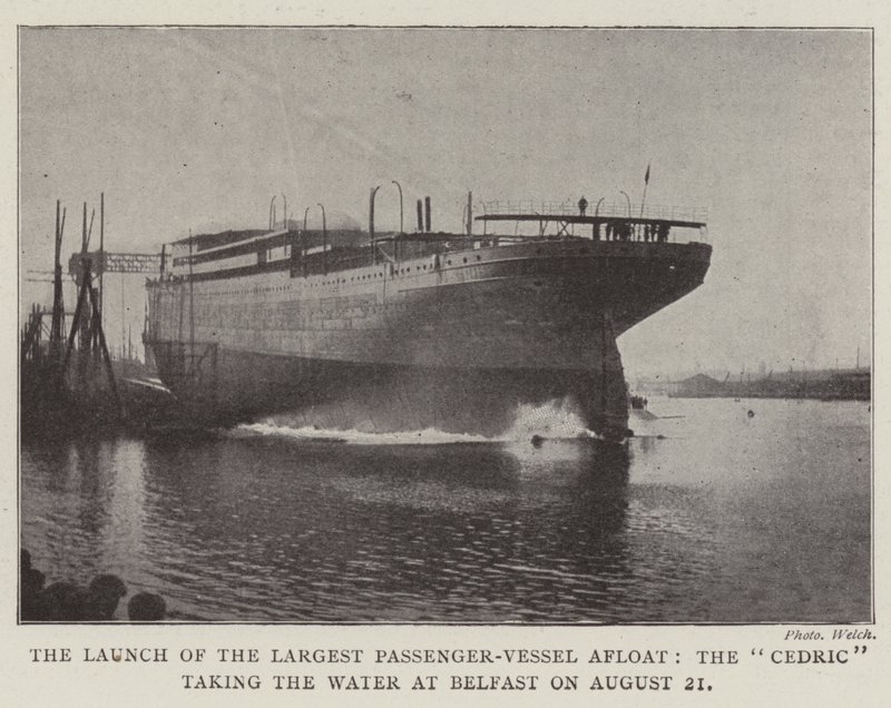 The Launch of the Largest Passenger-Vessel Afloat, the Cedric taking the Water at Belfast on 21 August by English Photographer