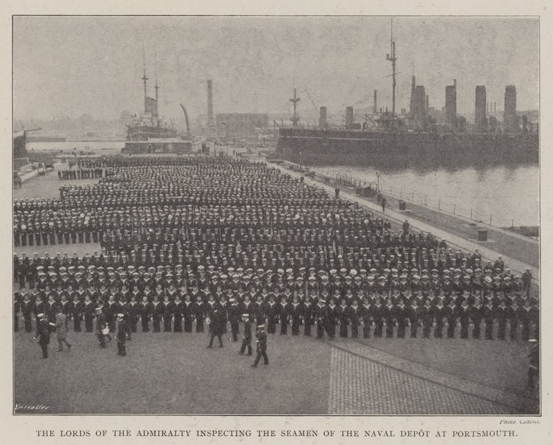 The Lords of the Admiralty inspecting the Seamen of the Naval Depot at Portsmouth by English Photographer