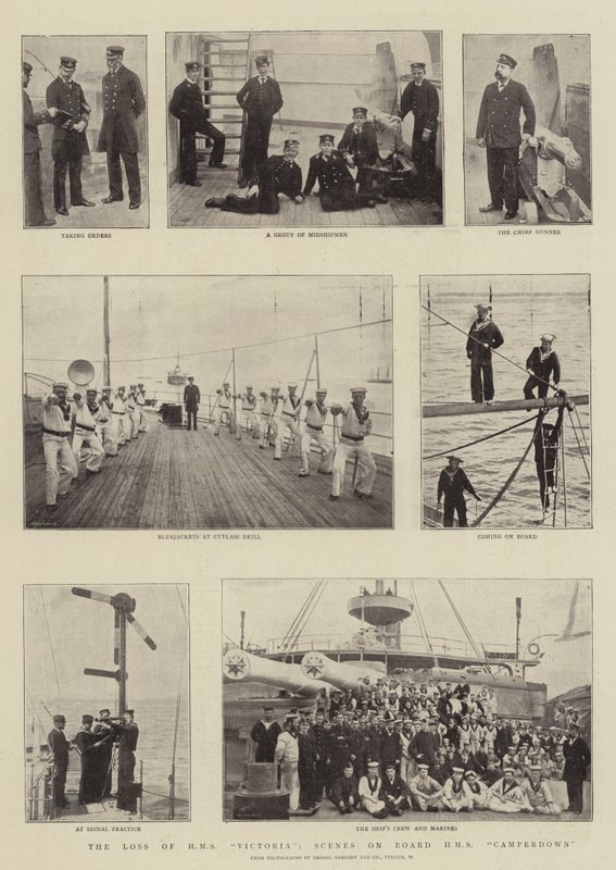 The Loss of HMS Victoria, Scenes on Board HMS Camperdown by English Photographer