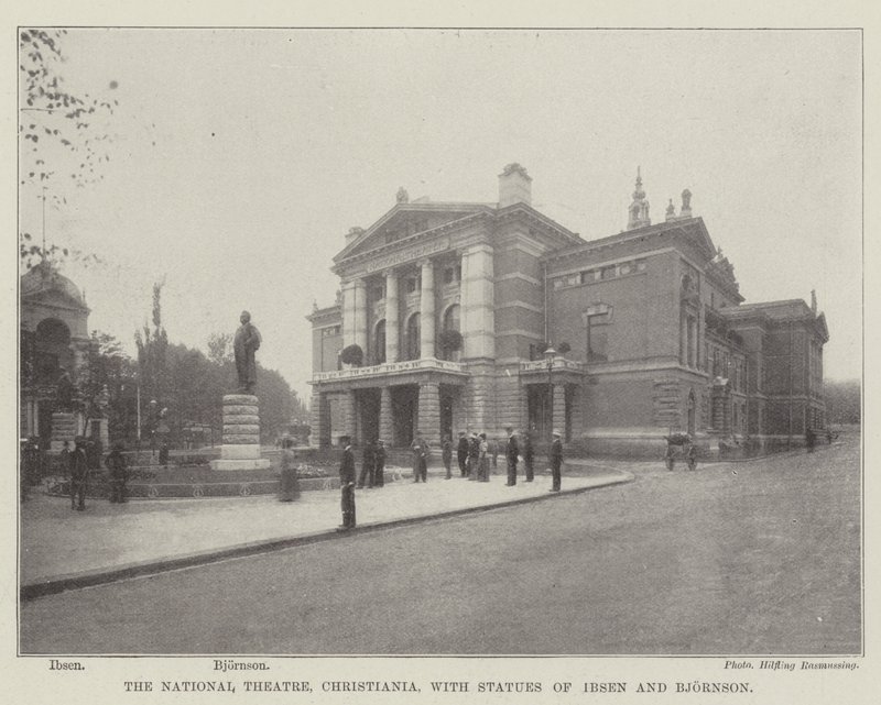 The National Theatre, Christiania, with Statues of Ibsen and Bjornson by English Photographer