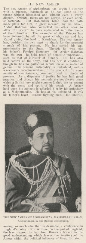 The New Ameer of Afghanistan, Habibullah Khan, acknowledged by the British Government by English Photographer