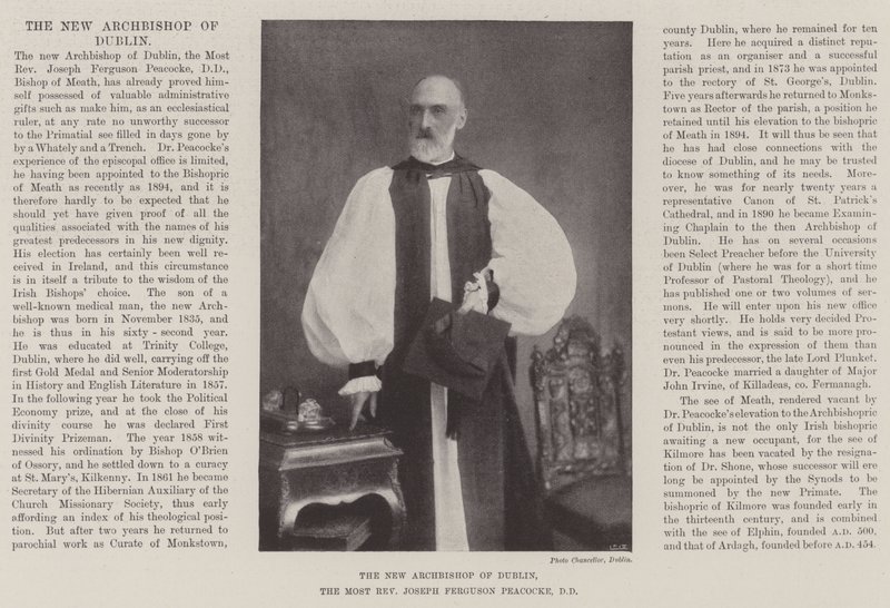 The New Archbishop of Dublin, the Most Reverend Joseph Ferguson Peacocke, DD by English Photographer